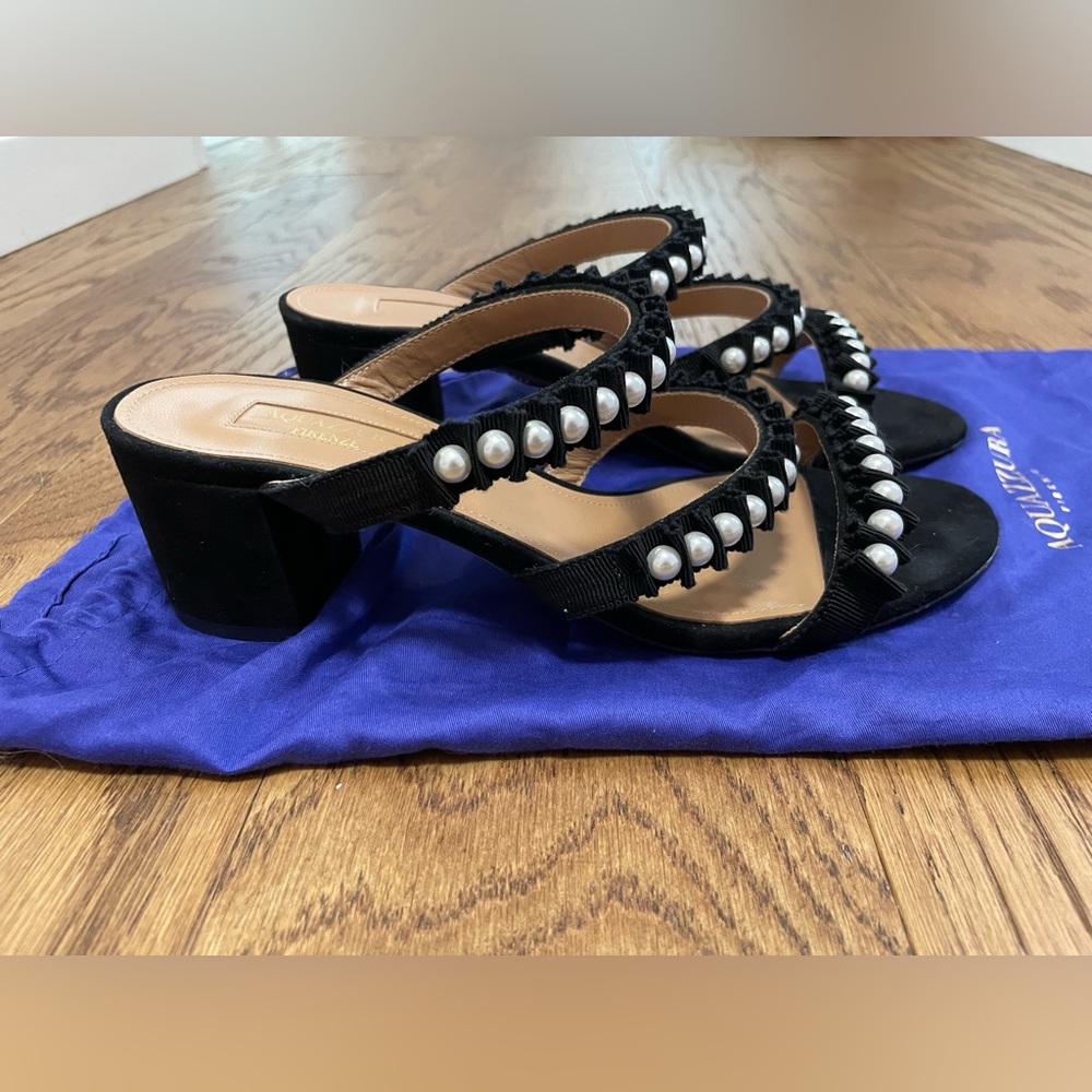 Aquazzura Pearl embellished block heels
